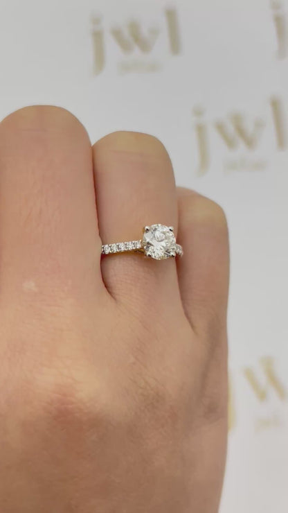 1.02 Carat Round Lab-Grown Diamond Ophelia Engagement Ring in 18K Yellow Gold